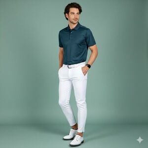 NWT PRIMO Mens White Jogger Golf Pants Stretch Zip Ankle Regular Fit Size 30